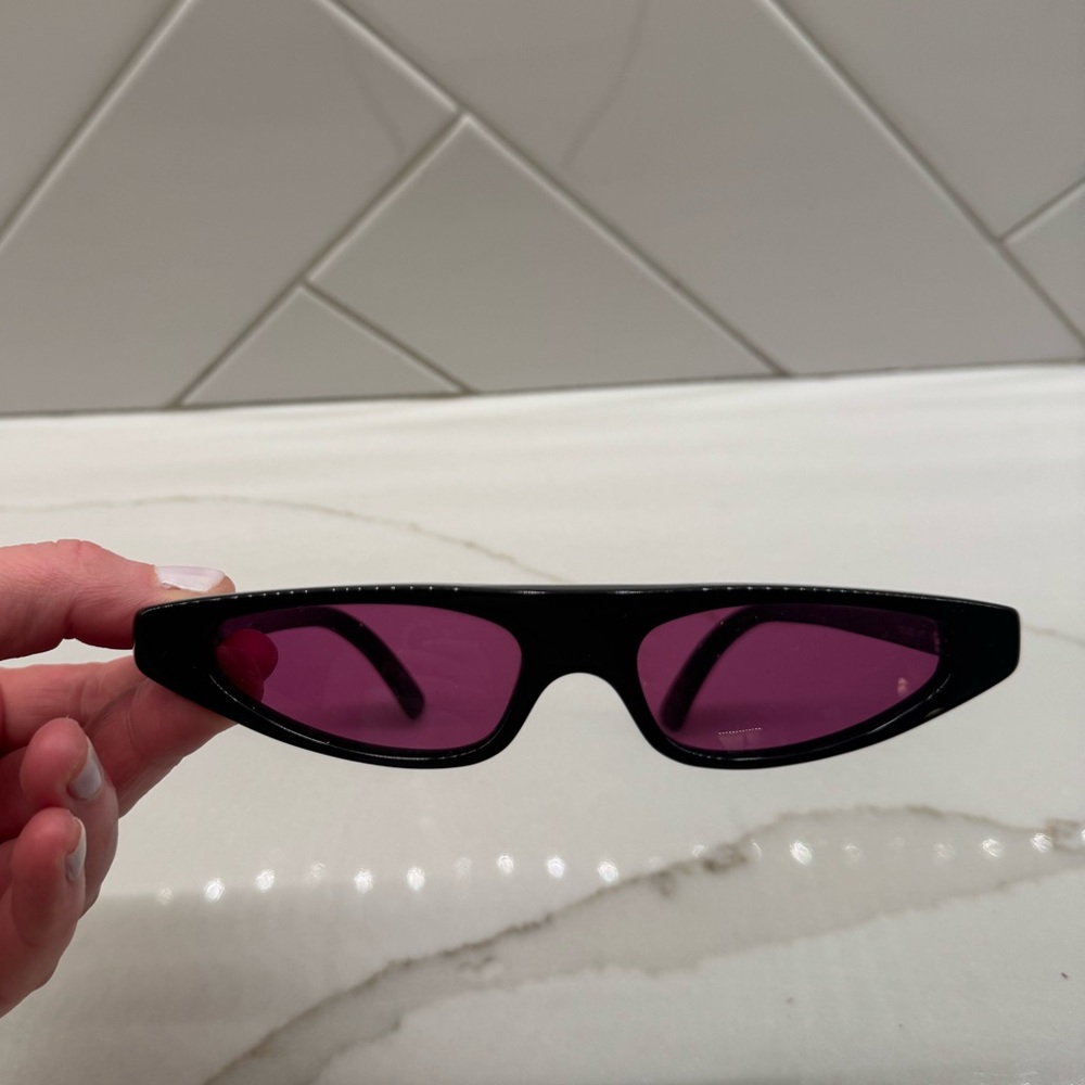 Dolce and Gabbana Chic Vintage Black Sunglasses with Purple Lenses